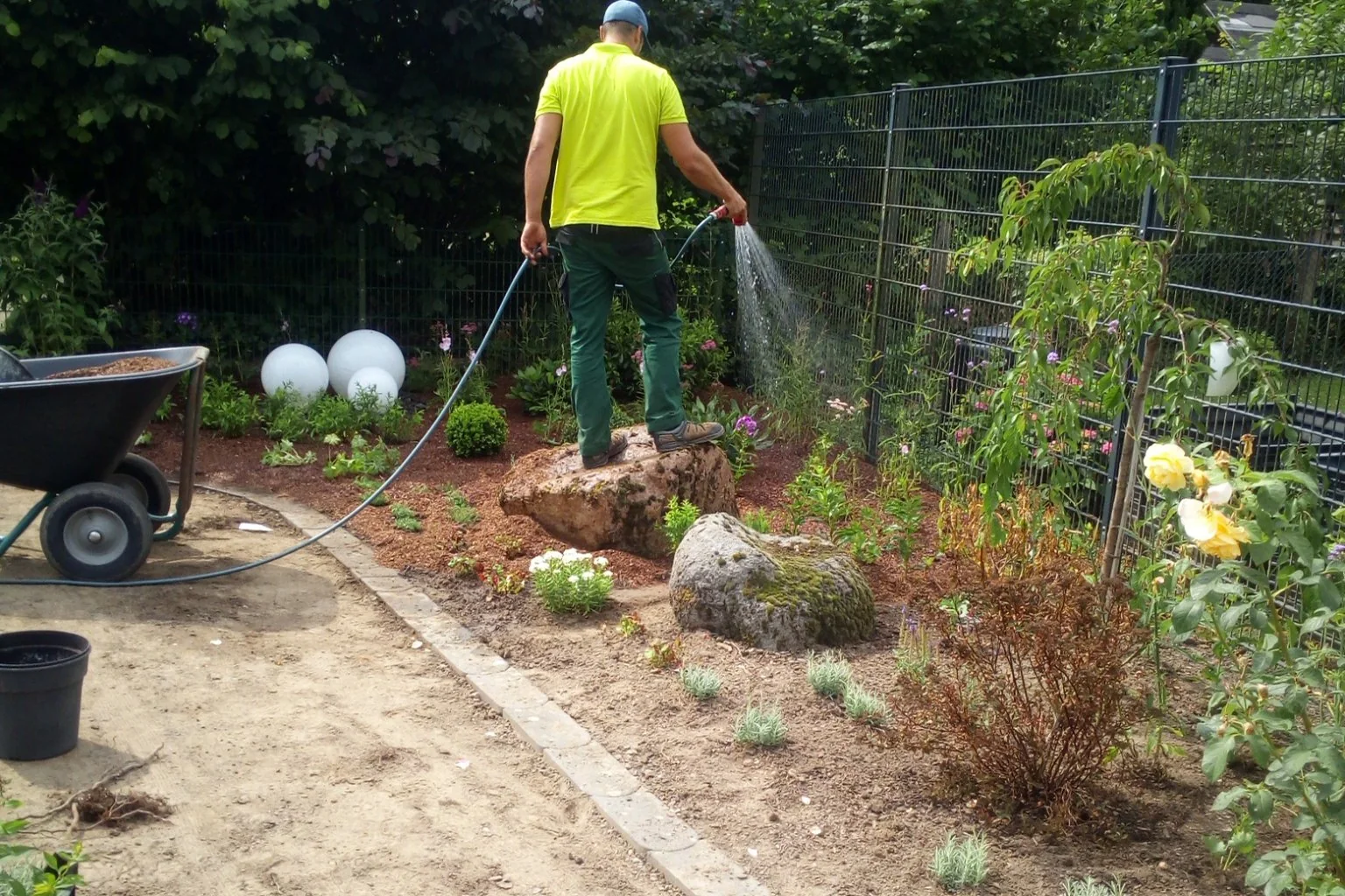 Anlage eines naturnahen Gartens mit Stauden, Gehölzen und unterschiedlichen Pflanzbereichen durch SH Gartenservice.